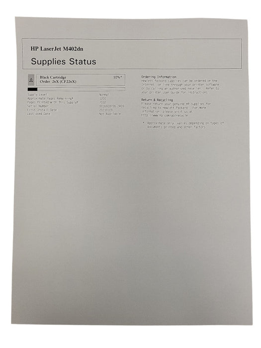 HP LaserJet Pro M402DN Monochrome Printer, Only 7032 Prints, 10% Toner $