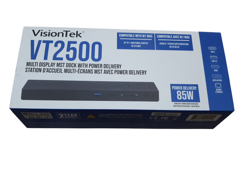 VisionTek VT2500 Multi Display Dock with 85W Power Delivery | READ DESC
