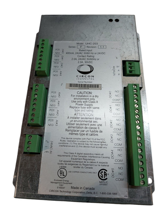 CIRCON TECHNOLOGY BUILDING AUTOMATION HVAC UHC-203 / UHC203 -READ DESCRIPTION