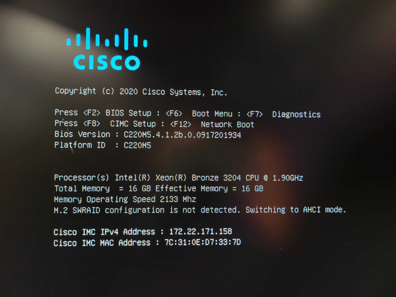Cisco C220 M5 Bronze 3204 1.9GHz 16GB DDR4 LSI Software RAID 2.5" 2x PSU $
