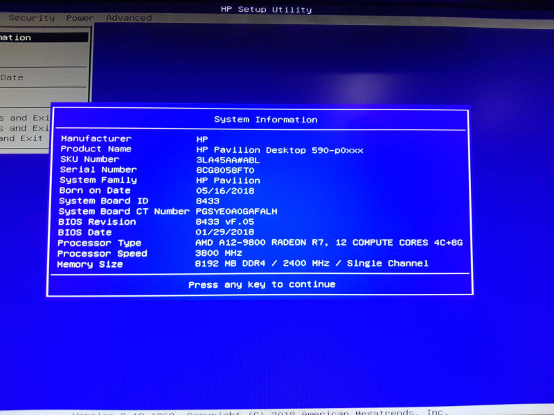 HP PAVILION TOWER DESKTOP A12-9800 RADEON R7 @3.8GHz, 8GB RAM