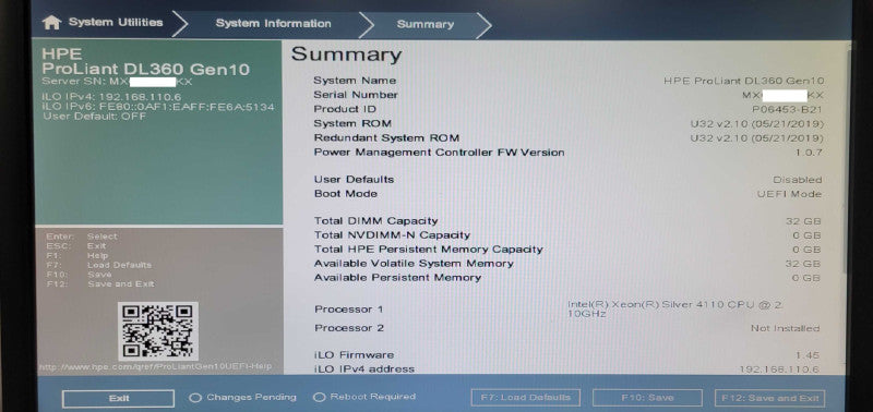 HP DL360 Gen10 1U, 1x Xeon Silver 4110 2.10GHz, 32GB, P408i-a SR G10, 8x 2.5" _