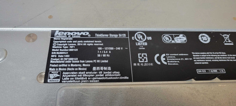 Lenovo ThinkServer SA120 Storage Array 2x SAS Controllers 12x 3.5" Bays _