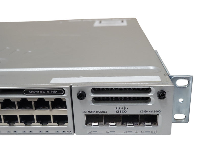 Cisco WS-C3850-48F-S 48-Port Gigabit PoE+ Switch, 1x 1100W PSU C3850-NM-2-10G _