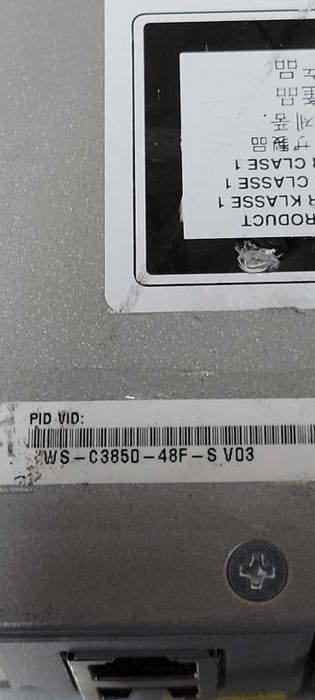 Cisco WS-C3850-48F-S 48-Port Gigabit PoE+ Switch, 1x 1100W PSU C3850-NM-2-10G _