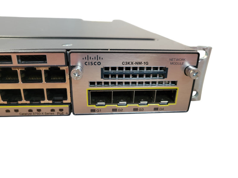 Cisco WS-C3750X-48PF-S V04 | 48-Port Gigabit PoE+ Switch w/ C3KX-NM-1G !