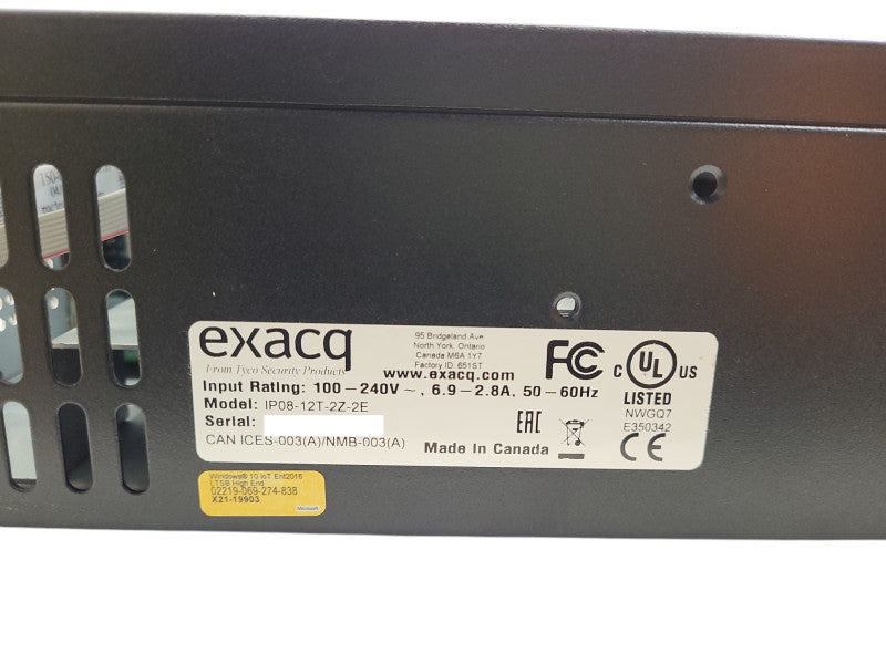 ExacqVision IP08-12T-2Z-2E Network Video Recorder Server $