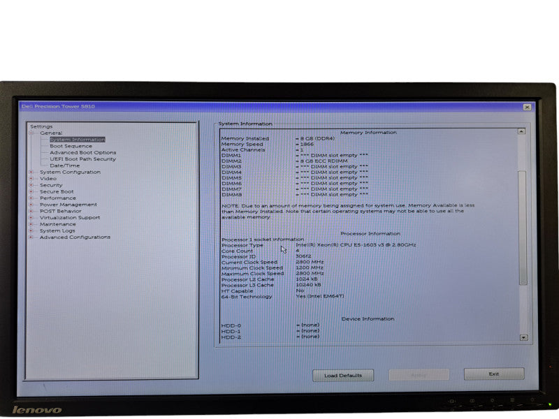 Dell Precision T5810 | Xeon E5-1603 v3 @ 2.80GHz, 8GB DDR4, No GPU/HDDs