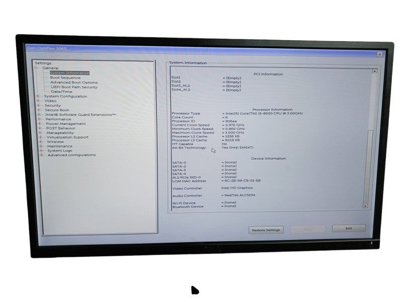Dell OptiPlex 5060 SFF Intel Core i5-8500 @3.0GHz 16GB RAM Q