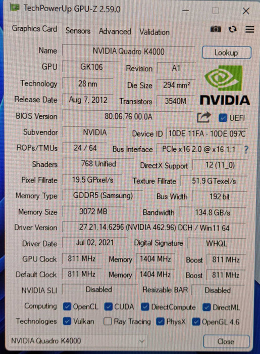 NVIDIA Quadro K4000 | 3GB GDDR5 Graphics Card | 2xDP 1xDVI