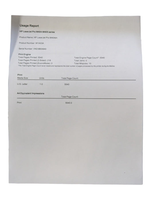 HP LaserJet Pro M404dn nice small monochrome laser printer 100% Toner  -