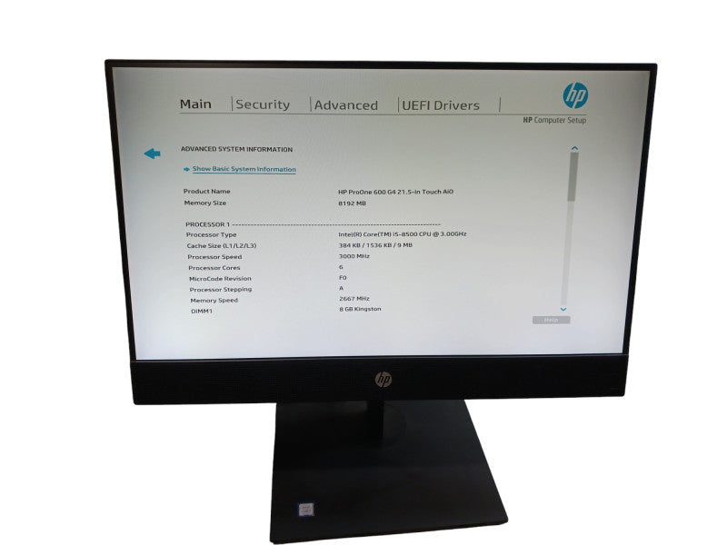 HP ProOne 600 G4 21.5" AiO Intel i5-8500 3.0GHz 8GB RAM