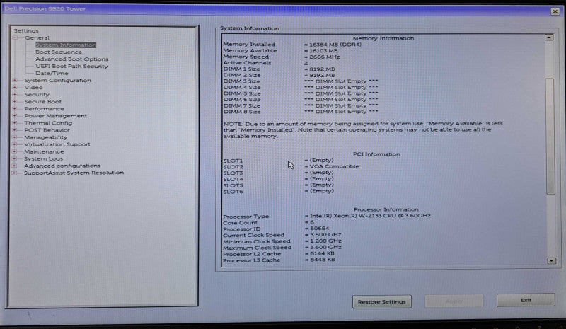 Dell Precision 5820 Tower | Xeon W-2133 @ 3.60GHz, 16GB DDR4, P400, No PSU
