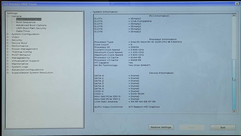 Dell Precision 5820 Tower, Xeon W-2123 3.60GHz, 16GB DDR4, No GPU/PSU