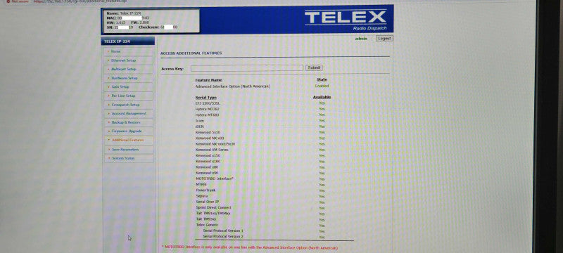 TELEX IP-224 Dual IP Remote Adapter Panel Q_