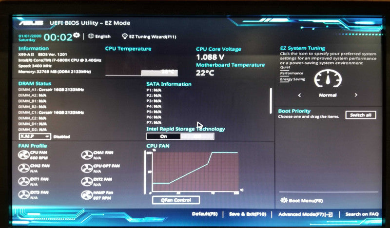 Custom Tower Desktop, i7-6800k@3.40GHz, 32GB DDR4 RAM,   , No HDD/SSD