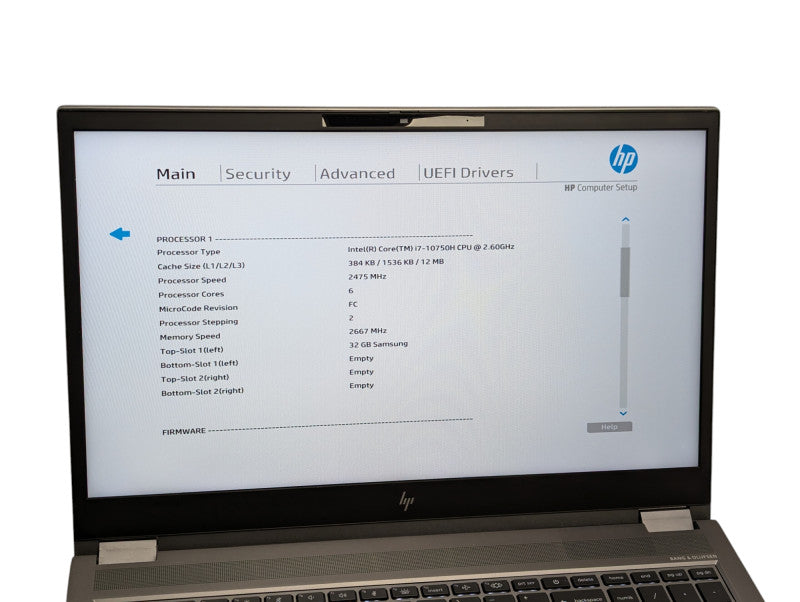 HP ZBook Fury 15 G7 Intel Core i7-10750H @ 2.60Ghz NVIDIA Quadro T1000 4GB - Lap200