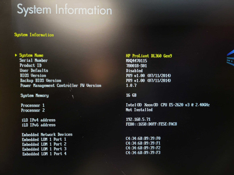 HP DL360 Gen9 Intel Xeon E5-2620 v3 @ 2.40Ghz 16GB RAM H240ar RAID READ $
