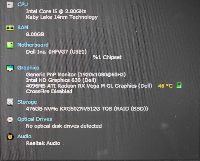 Dell XPS 15 9575, i5-8705G, Radeon RX Vega M GL 4GB, 8GB RAM, 512GB NVMe, SEE  Lap200