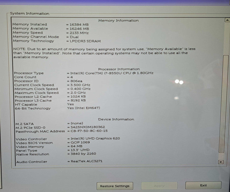 Dell XPS 13 9370 Touch | Intel i7-8550U @1.80GHz, 16GB Ram, 256GB NVMe  Lap200