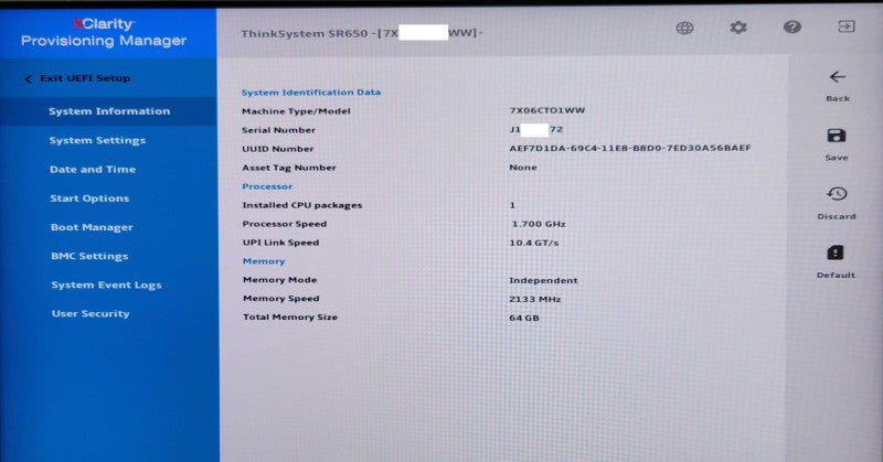 Lenovo ThinkSystem SR650, 1x Bronze 3106 1.70GHz, 64GB, 930-16i 4GB, 4x 900GB _