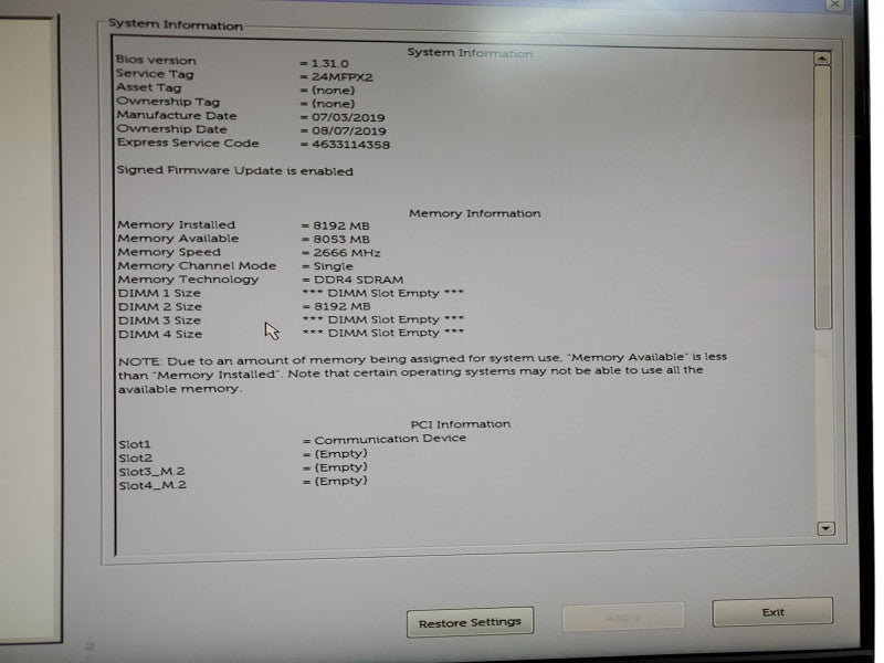 Dell OptiPlex 5060 SFF Intel Core i7-8700 8GB RAM - NO HDD