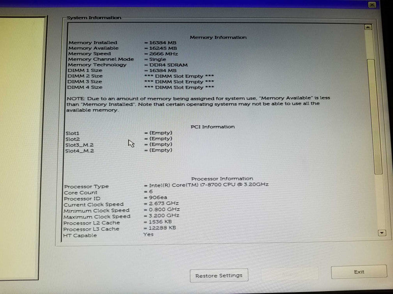 Dell Precision 3430 SFF Intel Core i7-8700 @3.20GHz 16GB RAM DDR4 - NO HDD