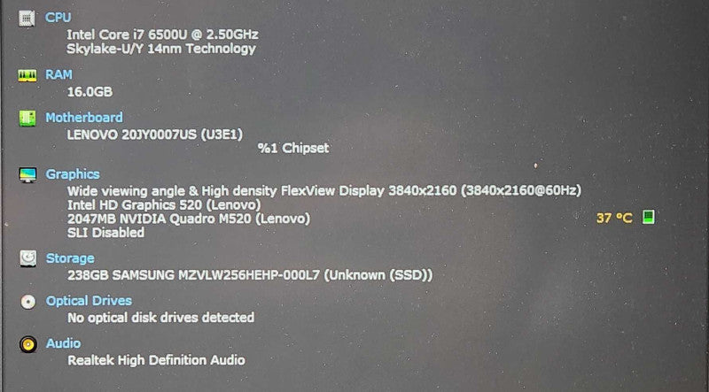 Lenovo ThinkPad P51s, i7-6500U 2.50GHz, 16GB RAM, 256GB NVMe, M520  Lap200
