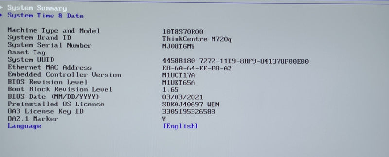 Lenovo ThinkCentre M720q USFF Core i7-8700T@2.40GHz 8GB RAM NO-HDD/SSD