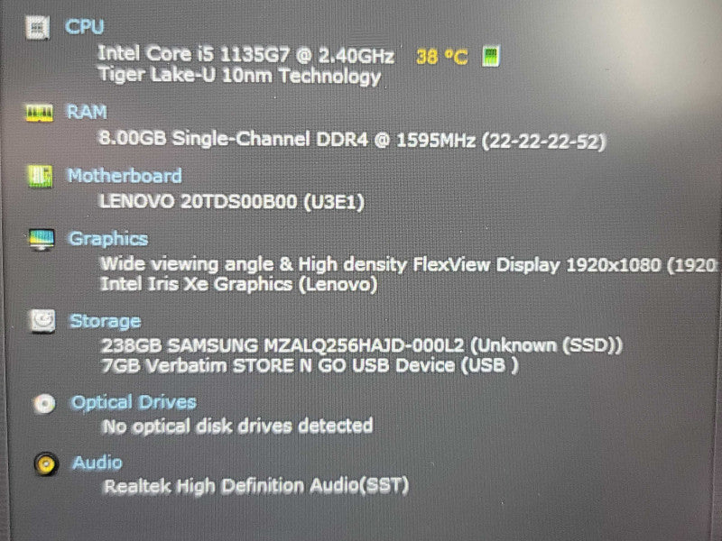 Lenovo ThinkPad E15 Gen 2| i5-1135G7| 8GB DDR4| 256GB SSD READ  β Lap200