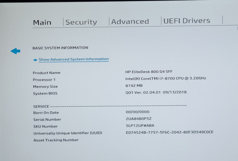 HP EliteDesk 800 G4 SFF Desktop i7-8700@3.0GHz 8GB RAM NO-HDD/SSD