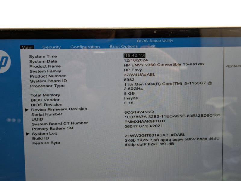 HP ENVY x360 Convertible 15-es1008ca Intel Core i5-1155G7 8GB RAM 1TB NVMe - Lap200