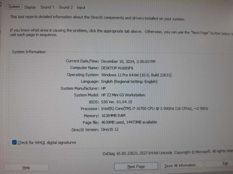 HP Z2 Mini G5 WorkStation i7-10700 @2.90 GHz 16GB,512 GB NVMe