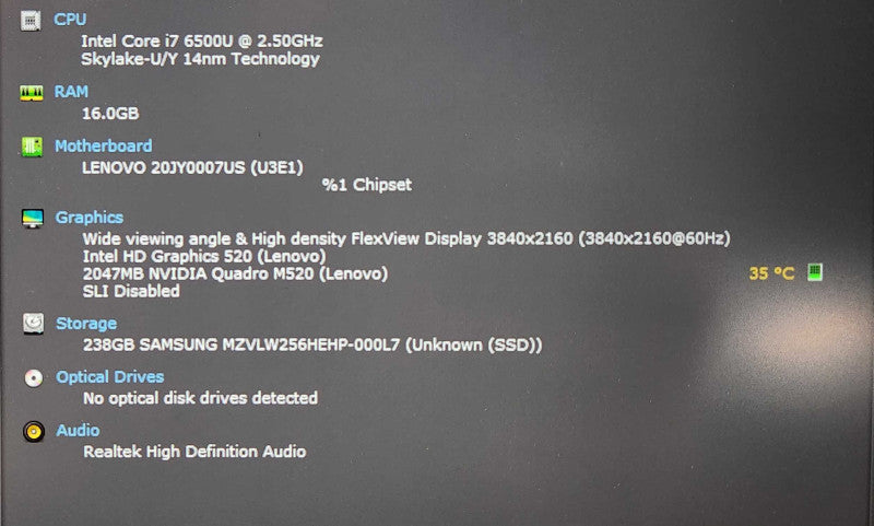 Lenovo ThinkPad P51s, i7-6500U 2.50GHz, 16GB RAM, 256GB NVMe, M520, READ  Lap200