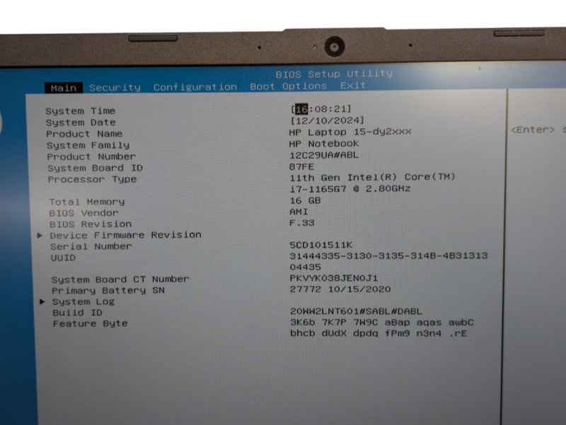 HP 15-dy2013ca Intel Core i7-1165G7 16GB RAM & 512GB NVMe  - Lap200