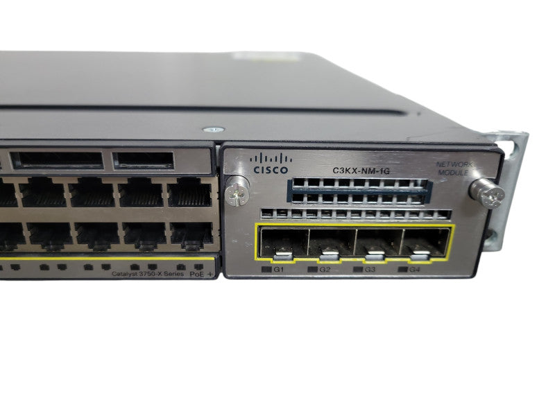 Cisco WS-C3750X-48PF-S V04 | 48-Port Gigabit PoE+ Switch w/ C3KX-NM-1G !