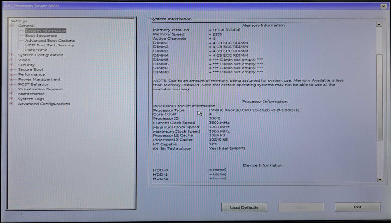 Dell Precision T5810 | Xeon E5-1620 v3 @3.50GHz, 16GB DDR4, Quadro K620