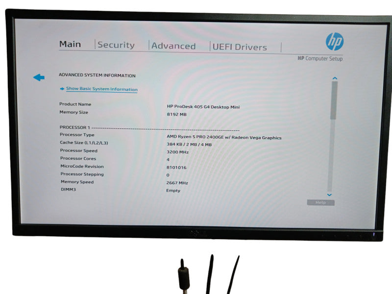 HP ProDesk 405 G4 Ryzen 5 Pro 2400GE 8GB DDR4 USFF Desktop Q