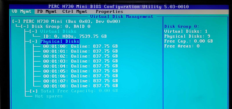 Dell PE R730, 2x Xeon E5-2650v3 2.30GHz 32GB DDR4 PERC H730 Mini 9x 900GB HDD _