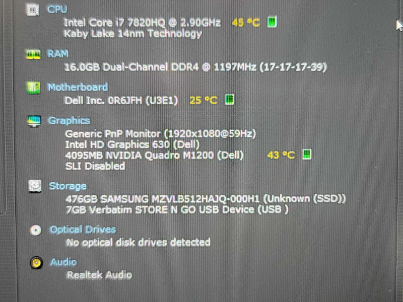 Dell Precision 5520| i7-7820HQ| 16GB DDR4| Quadro M1200| 512GB SSD  β Lap200