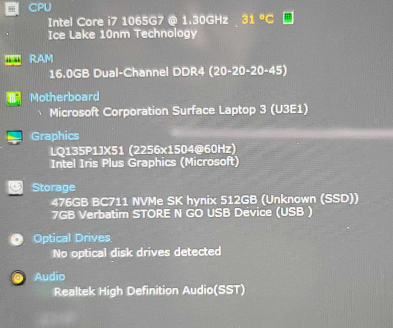 Microsoft Surface Laptop 3 13" | i7-1065G7| 16GB DDR4| 512GB SSD // NO ADAPTE Qβ Lap200