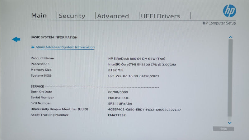HP EliteDesk 800 G4 USFF i5-8500T@3.1GHz 8GB Micro Desktop PC NO-HDD/SSD
