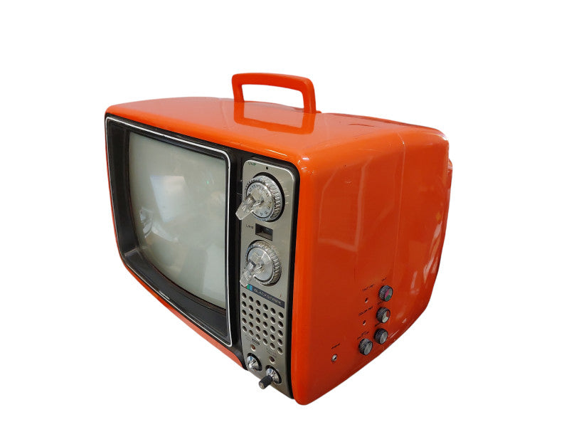 Vintage Toshiba CRT Orange Shell Tube Television Model: C335C =