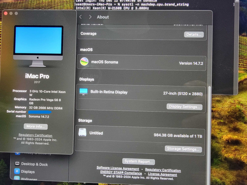 iMac Pro 2017 27" | 10-Core Xeon W-2150B @3.0 GHz | 32GB RAM | 1TB SSD - READ