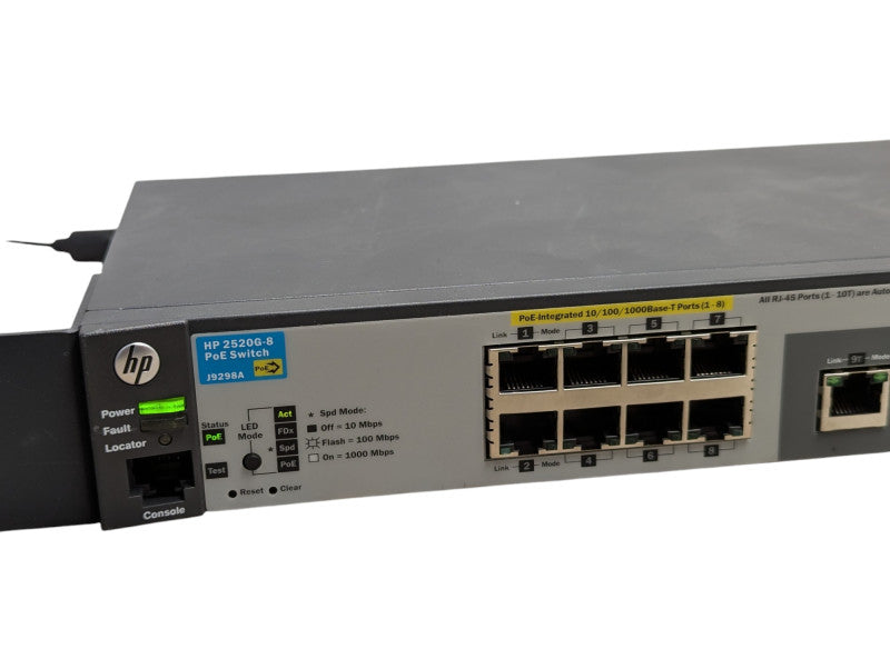HP 2520G-8 PoE Switch J9298A 8 port gigabit PoE Switch  -