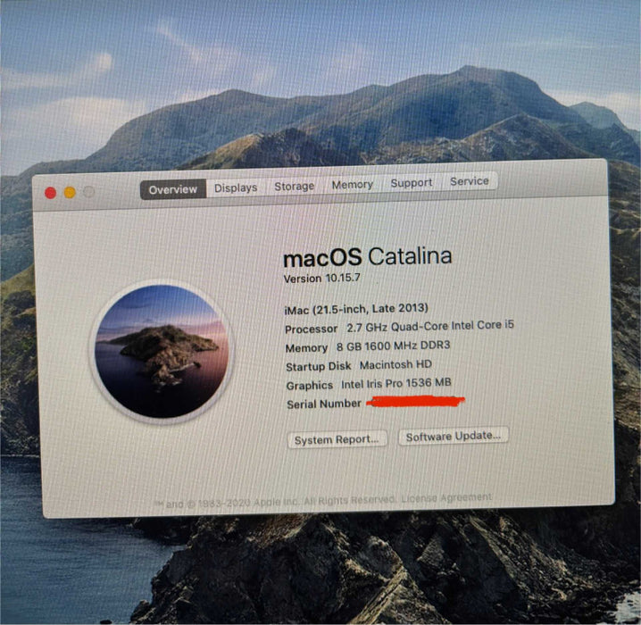 Apple iMac 21.5" Late 2013 Quad-Core i5-4570R@2.7GHz 8GB RAM 1TB HDD