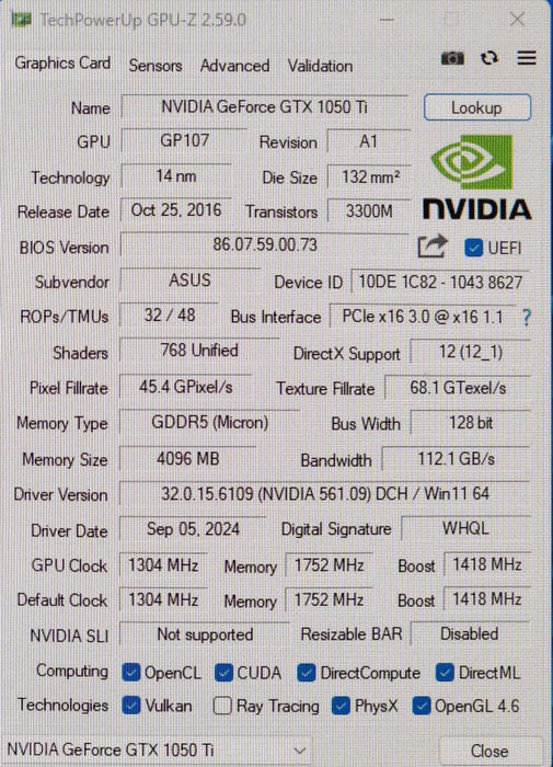 ASUS NVIDIA GeForce GTX 1050 Ti 4GB GDDR5 Graphics Card, CERBERUS-GTX1050TI-O