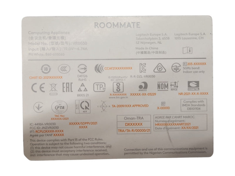 Logitech Roommate 839-000667 VR0030 Video Conference Computing