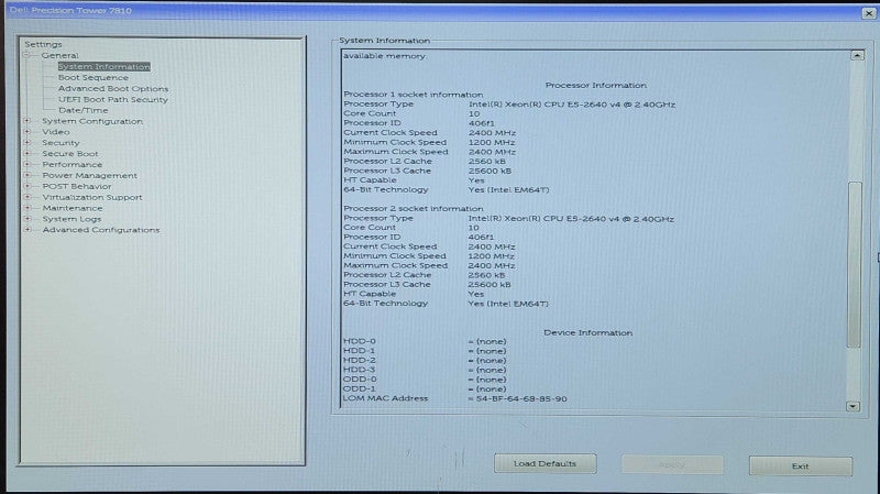 Dell Precision T7810, 2x Xeon E5-2640 v4 2.40GHz, 32GB RAM, NO HDD, 825W PSU