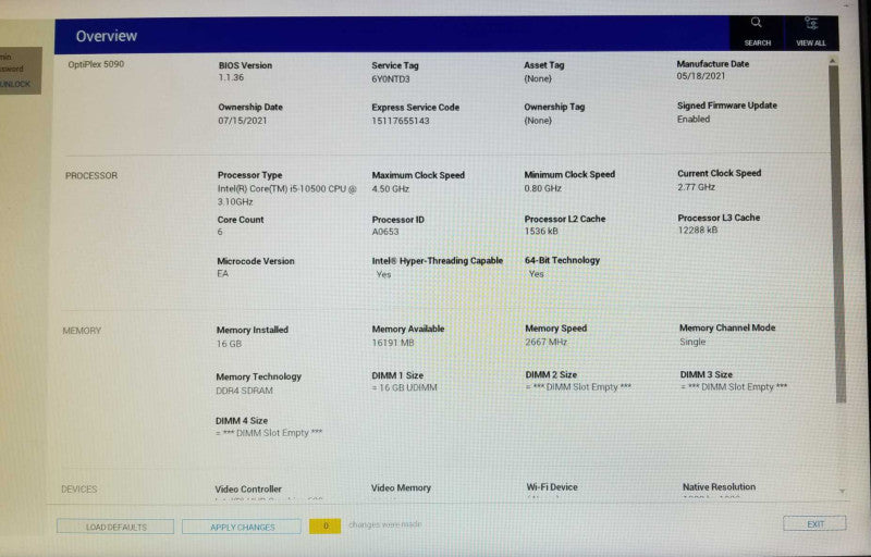Dell OptiPlex 5090 SFF i5-10500@3.10 GHz 16GB RAM NO-HDD/SSD
